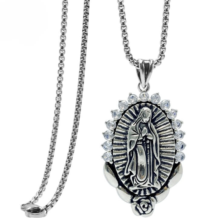 Christianartworkshop Our Lady Pendant Necklace: Sacred Halo and Rose Symbol - image 4