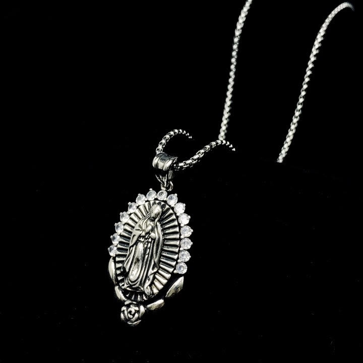 Christianartworkshop Our Lady Pendant Necklace: Sacred Halo and Rose Symbol - image 3