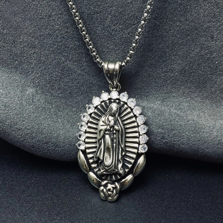 Christianartworkshop Our Lady Pendant Necklace: Sacred Halo and Rose Symbol - image 5