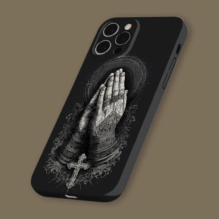 Christianartworkshop Faith in Praying Hands Phone Case: Elegant Monochrome Design - image 6