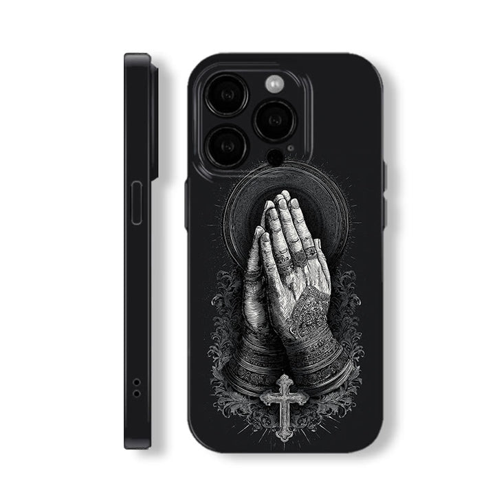Christianartworkshop Faith in Praying Hands Phone Case: Elegant Monochrome Design - iPhone 16Pro Max - image 1