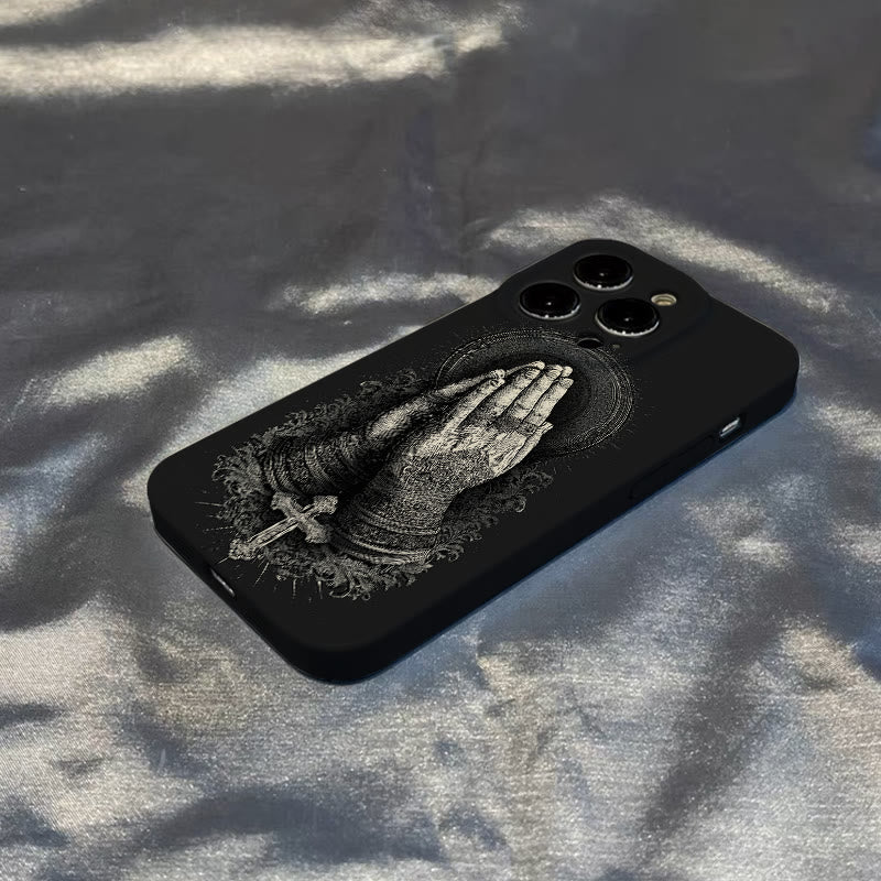 Christianartworkshop Faith in Praying Hands Phone Case: Elegant Monochrome Design - image 5