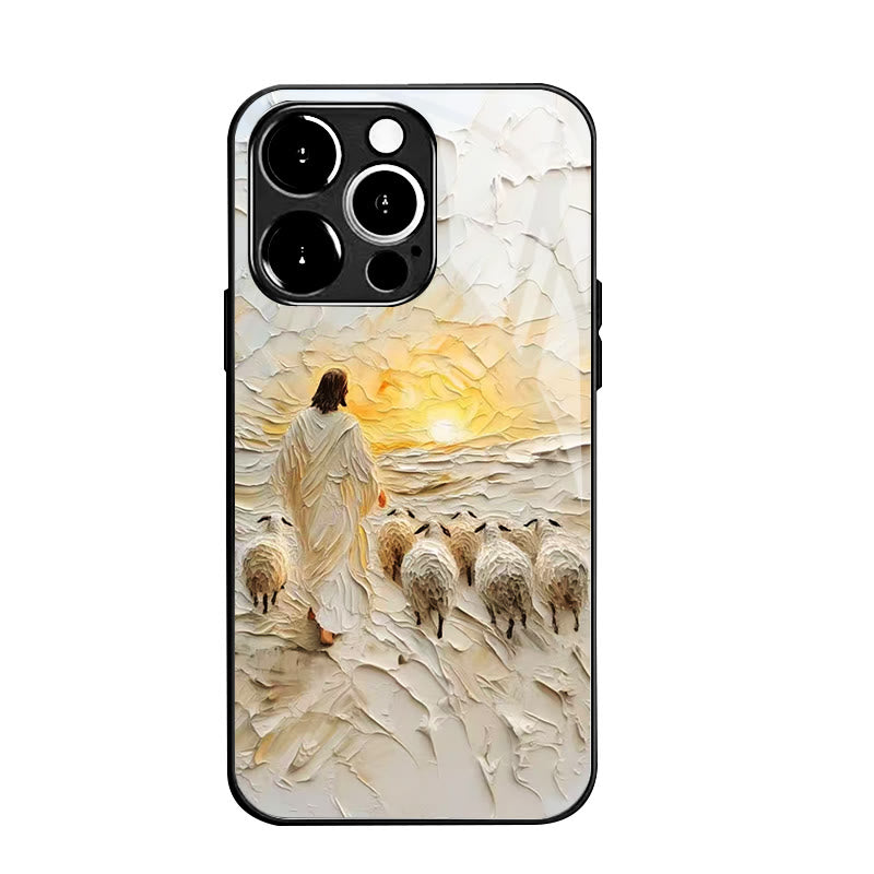 Christianartworkshop Jesus the Good Shepherd with Flock in Sunset Glow Phone Case - iPhone 16Pro Max - image 1