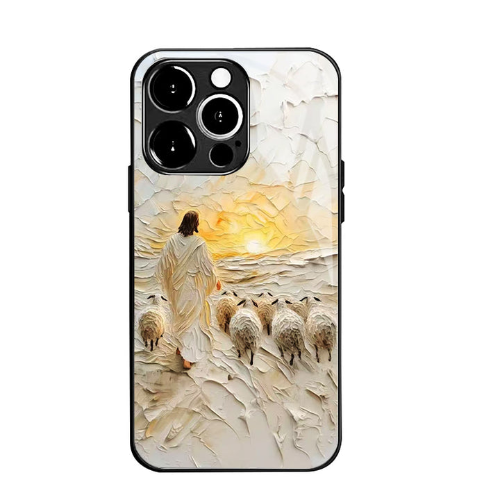 Christianartworkshop Jesus the Good Shepherd with Flock in Sunset Glow Phone Case - iPhone 16Pro Max - image 1
