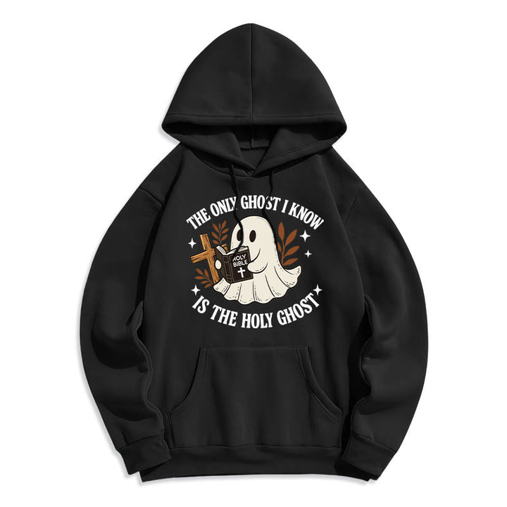 Christianartworkshop Ghost-Free Except the Holy One Fleece Lined Polyester Hoodie - Black - 2XL - image 0