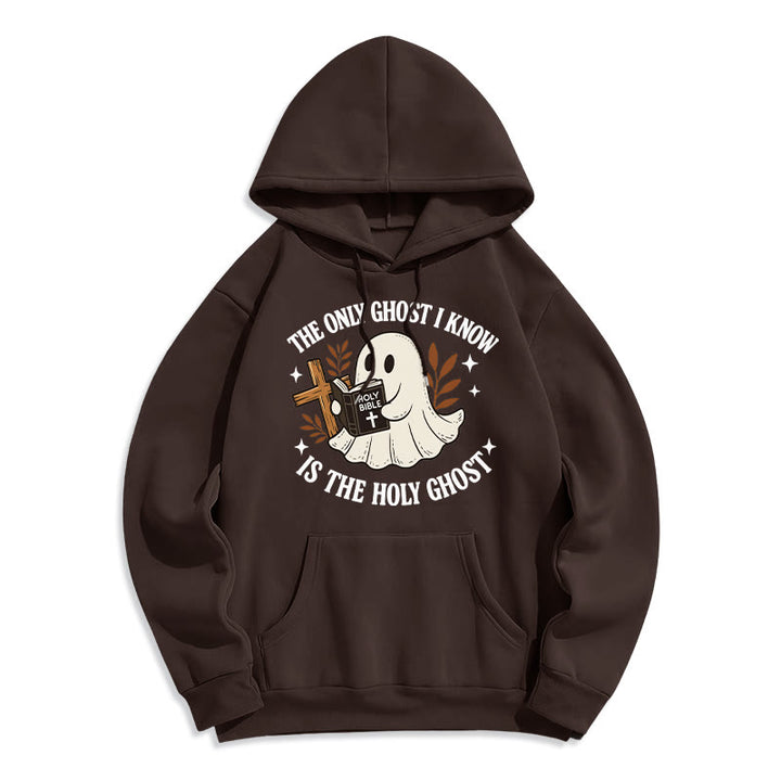 Christianartworkshop Ghost-Free Except the Holy One Fleece Lined Polyester Hoodie - Brown - 2XL - image 4