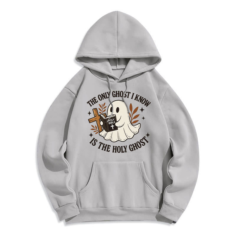 Christianartworkshop Ghost-Free Except the Holy One Fleece Lined Polyester Hoodie - Grey - 2XL - image 3