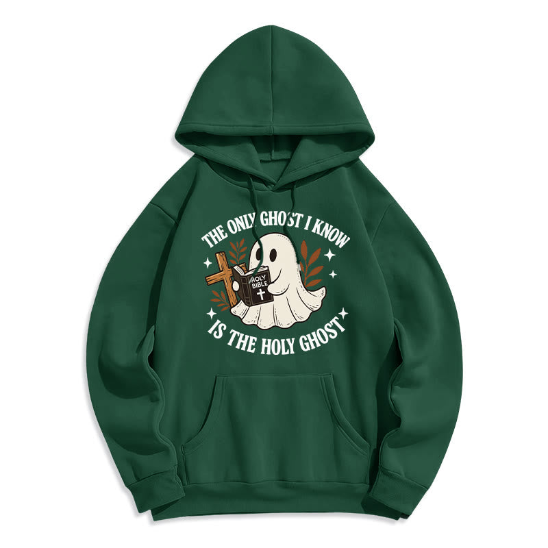Christianartworkshop Ghost-Free Except the Holy One Fleece Lined Polyester Hoodie - Green - 2XL - image 7