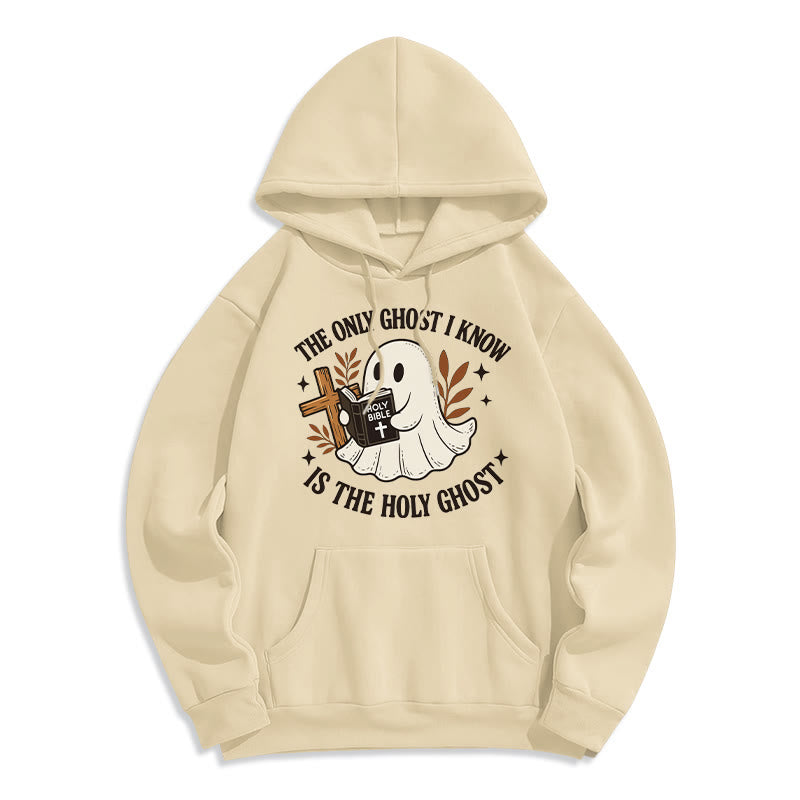 Christianartworkshop Ghost-Free Except the Holy One Fleece Lined Polyester Hoodie - Beige - 2XL - image 5