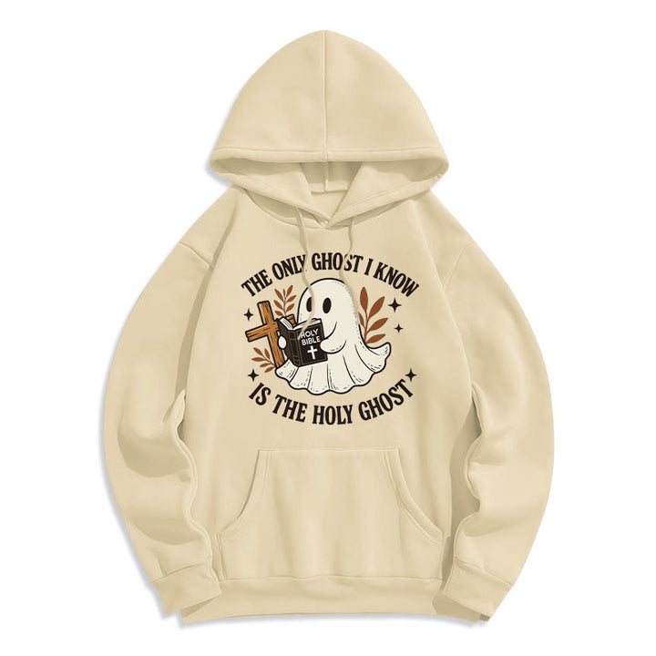 Christianartworkshop Ghost-Free Except the Holy One Fleece Lined Polyester Hoodie - Beige - 2XL - image 5