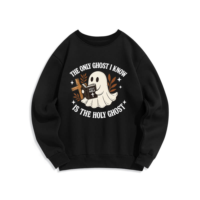 Christianartworkshop Ghost-Free Except the Holy One Fleece Lined Polyester Sweatshirt - Black - 2XL - image 5