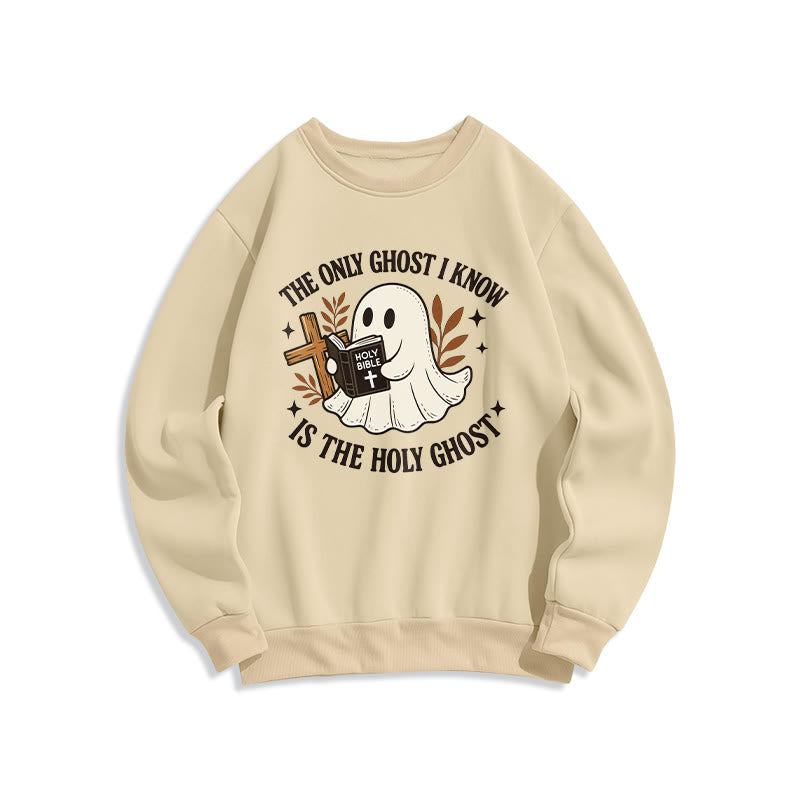 Christianartworkshop Ghost-Free Except the Holy One Fleece Lined Polyester Sweatshirt - Beige - 2XL - image 3