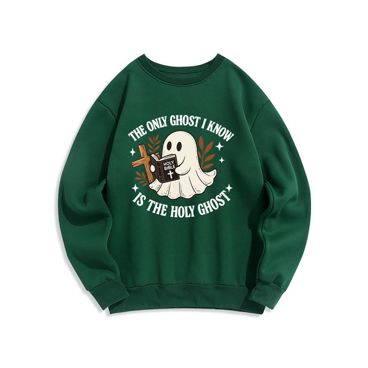 Christianartworkshop Ghost-Free Except the Holy One Fleece Lined Polyester Sweatshirt - Green - 2XL - image 4