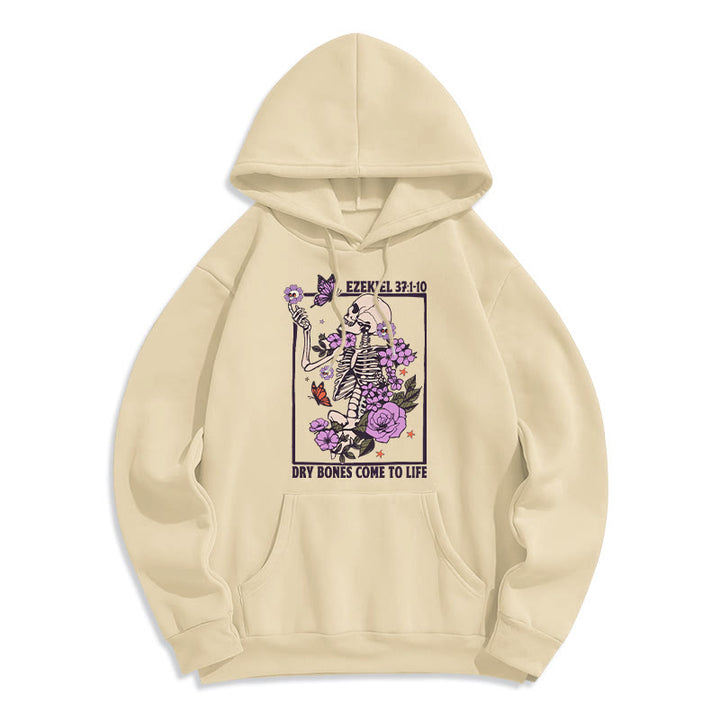 Christianartworkshop Dry Bones Rise in Faith Fleece Lined Polyester Hoodie - Beige - 2XL - image 4