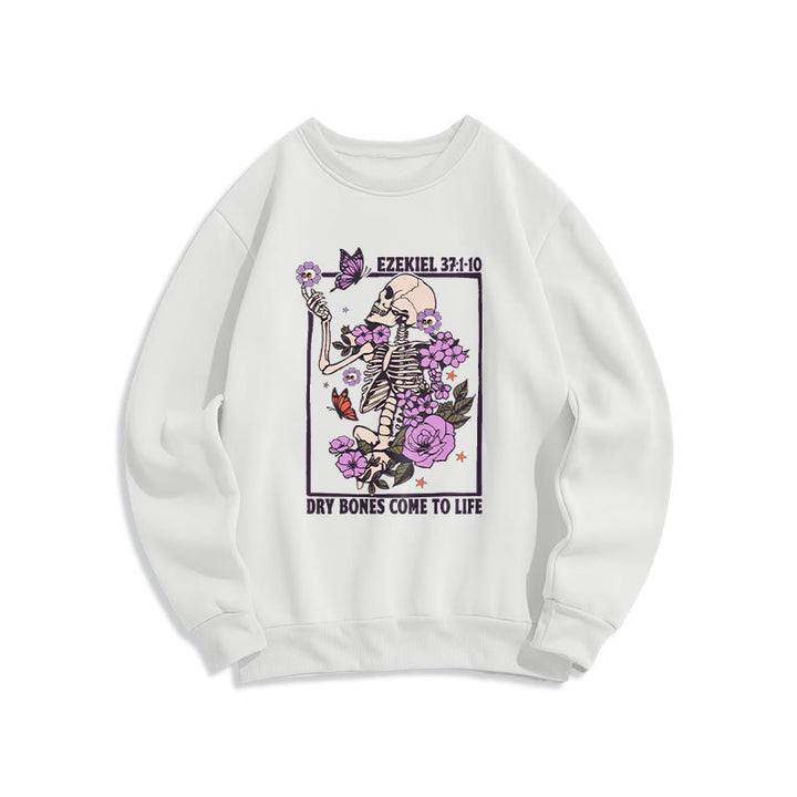 Christianartworkshop Dry Bones Rise in Faith Fleece Lined Polyester Sweatshirt - White - 2XL - image 2