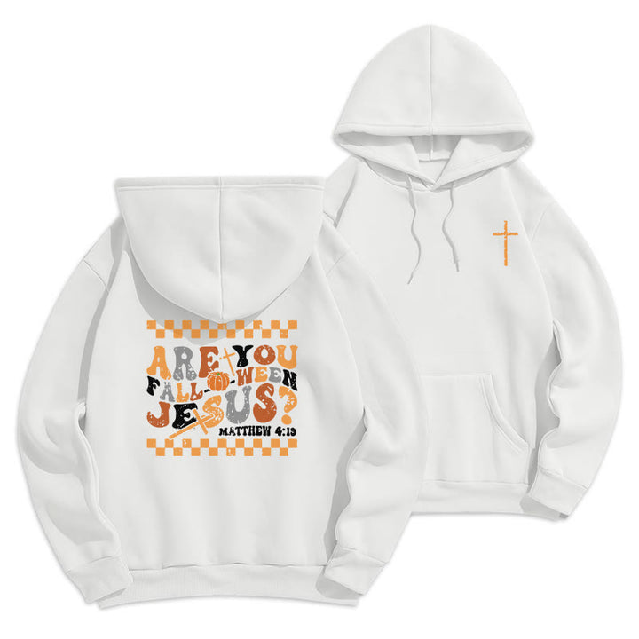 Christianartworkshop Follow Jesus This Fall Matthew 419 Fleece Lined Polyester Hoodie - White - 2XL - image 3