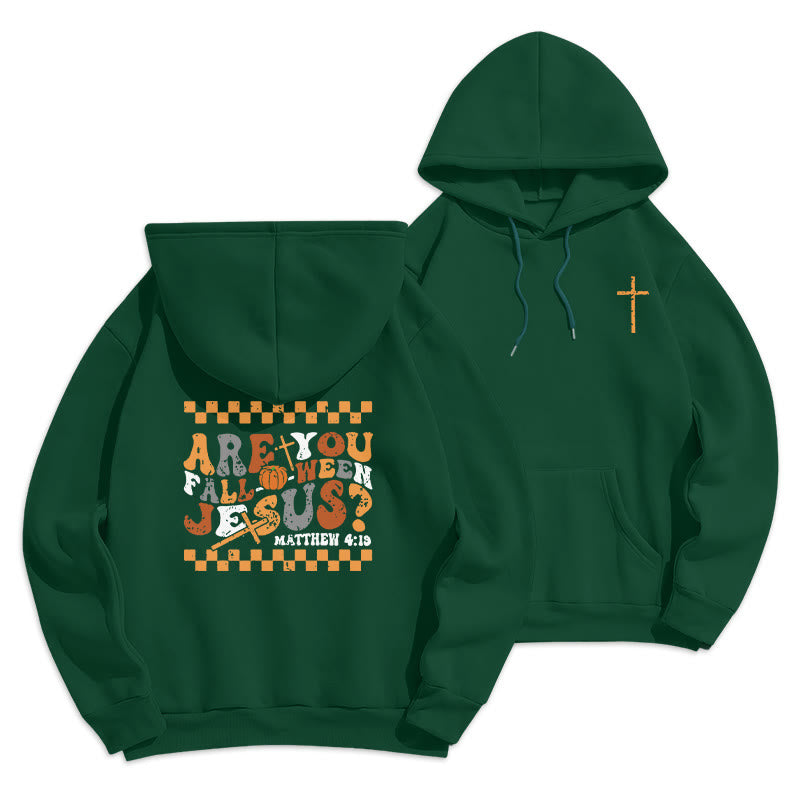 Christianartworkshop Follow Jesus This Fall Matthew 419 Fleece Lined Polyester Hoodie - Green - 2XL - image 5