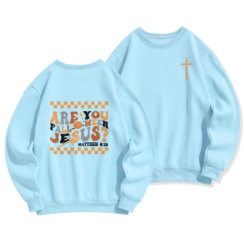 Christianartworkshop Follow Jesus This Fall Matthew 419 Fleece Lined Polyester Sweatshirt - Blue - 2XL - image 2