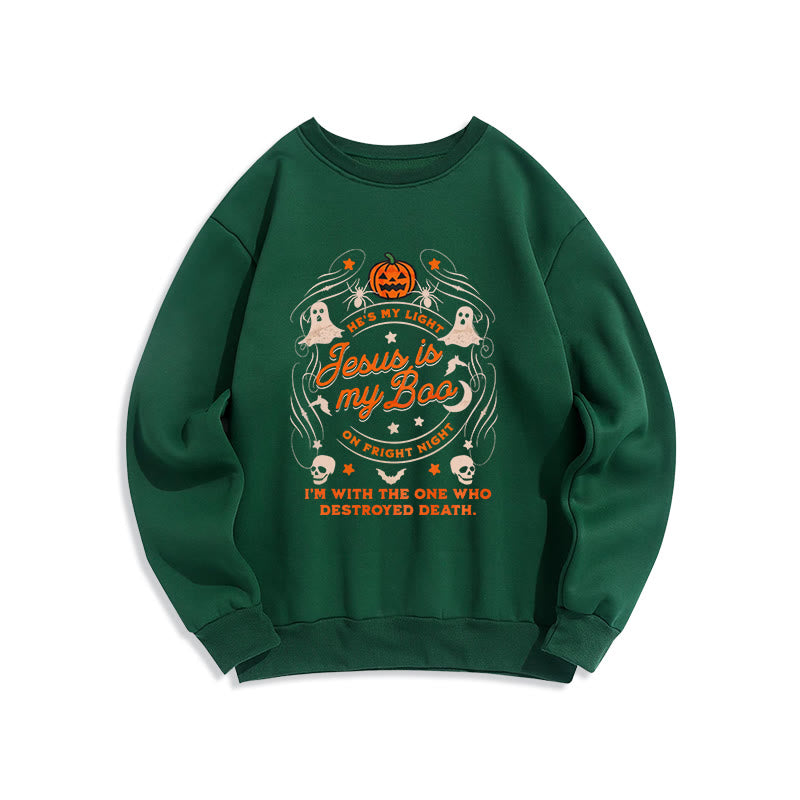 Christianartworkshop Jesus is My Boo with Holy Ghost Style Fleece Lined Polyester Sweatshirt - Green - 2XL - image 5