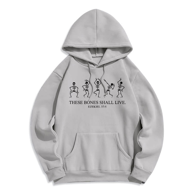 Christianartworkshop These Bones Shall Live Dance of Faith Fleece Lined Polyester Hoodie - Grey - 2XL - image 0