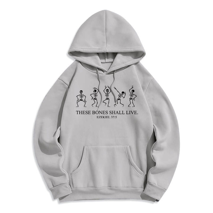 Christianartworkshop These Bones Shall Live Dance of Faith Fleece Lined Polyester Hoodie - Grey - 2XL - image 0