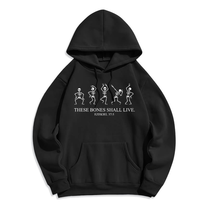 Christianartworkshop These Bones Shall Live Dance of Faith Fleece Lined Polyester Hoodie - Black - 2XL - image 8