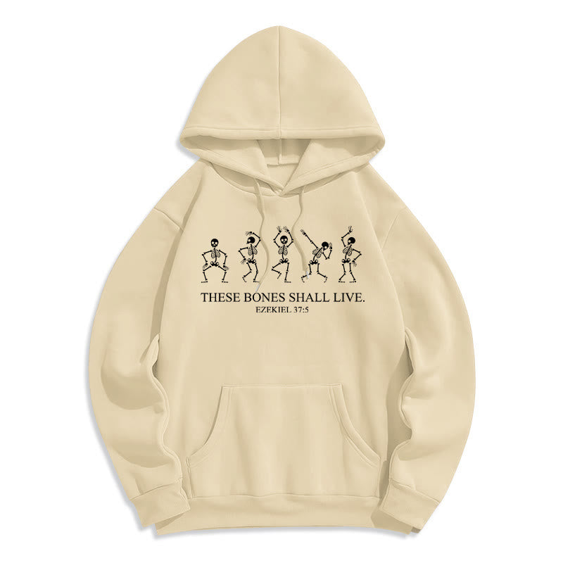 Christianartworkshop These Bones Shall Live Dance of Faith Fleece Lined Polyester Hoodie - Beige - 2XL - image 4