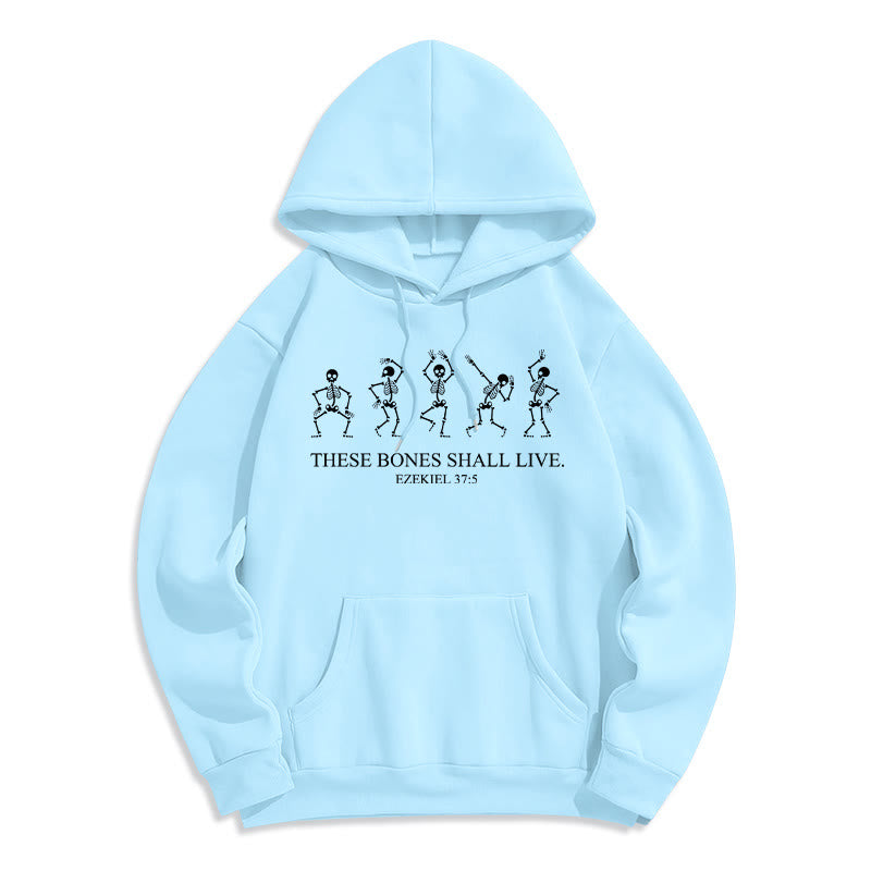 Christianartworkshop These Bones Shall Live Dance of Faith Fleece Lined Polyester Hoodie - Blue - 2XL - image 5