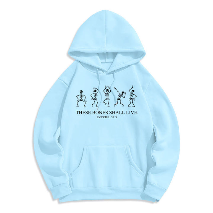 Christianartworkshop These Bones Shall Live Dance of Faith Fleece Lined Polyester Hoodie - Blue - 2XL - image 5