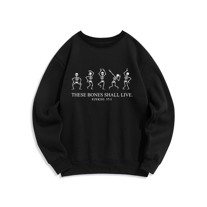 Christianartworkshop These Bones Shall Live Dance of Faith Fleece Lined Polyester Sweatshirt - Black - 2XL - image 2
