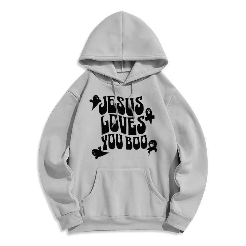 Christianartworkshop Jesus Loves You Boo Fleece Lined Polyester Hoodie - Grey - 2XL - image 8