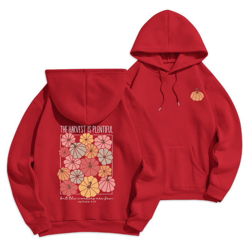 Christianartworkshop Harvest Grace in Every Pumpkin Fleece Lined Polyester Hoodie - Red - 2XL - image 8