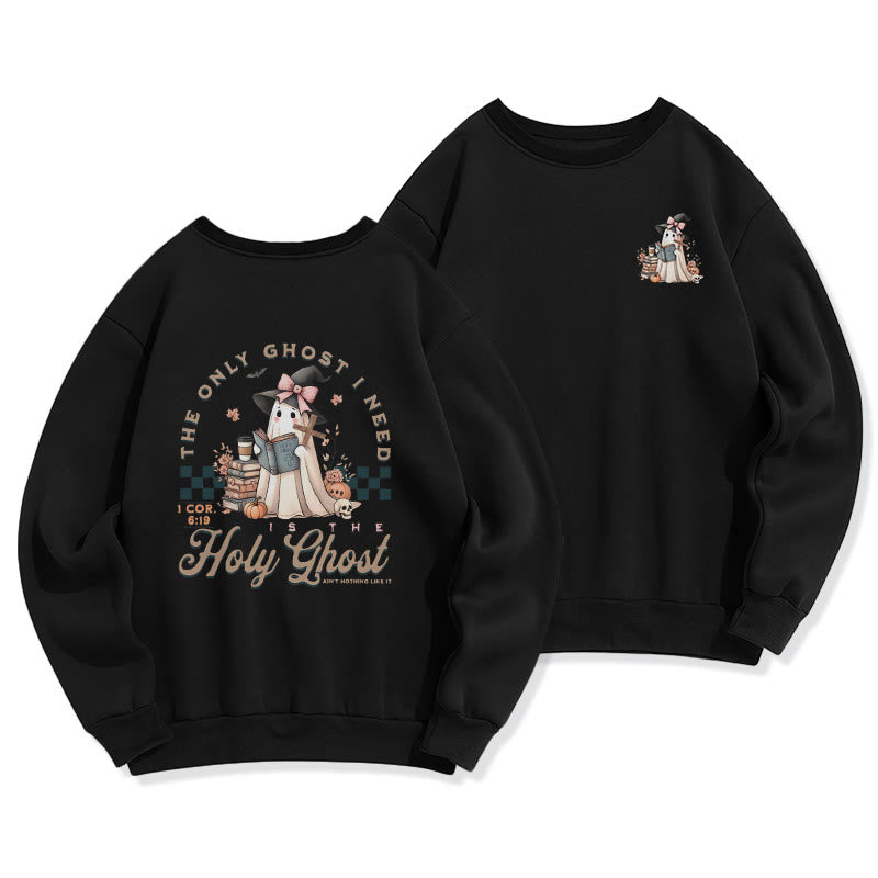 Christianartworkshop Holy Ghost Witchy Chic Fleece Lined Polyester Sweatshirt - Black - 2XL - image 4