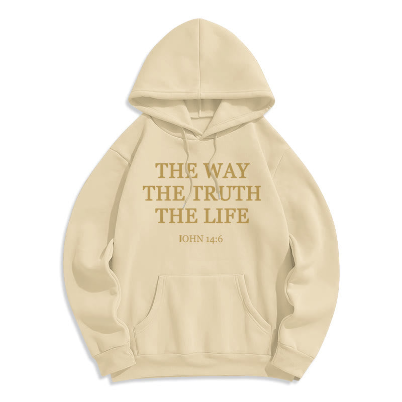 Christianartworkshop The Way The Truth The Life Scripture Fleece Lined Polyester Hoodie - Beige - 2XL - image 4