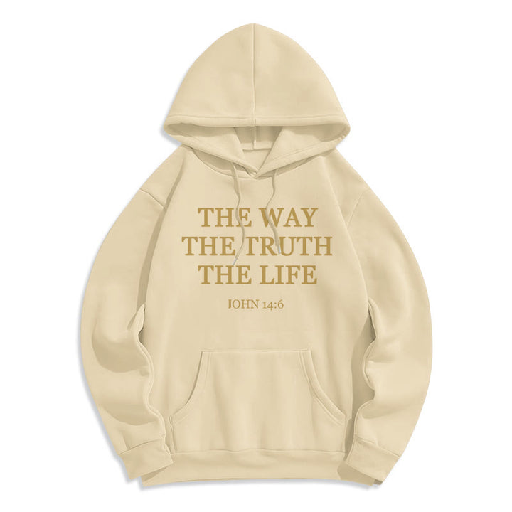 Christianartworkshop The Way The Truth The Life Scripture Fleece Lined Polyester Hoodie - Beige - 2XL - image 4