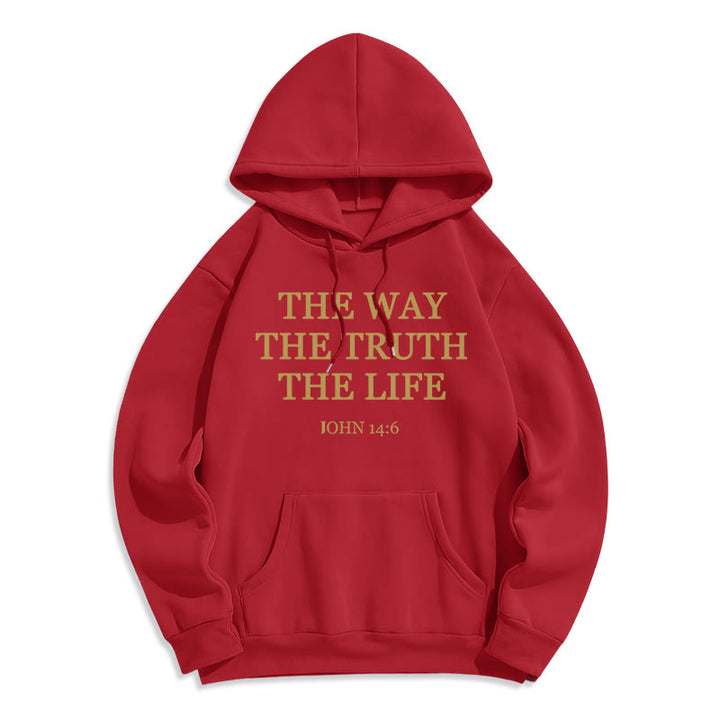 Christianartworkshop The Way The Truth The Life Scripture Fleece Lined Polyester Hoodie - Red - 2XL - image 5
