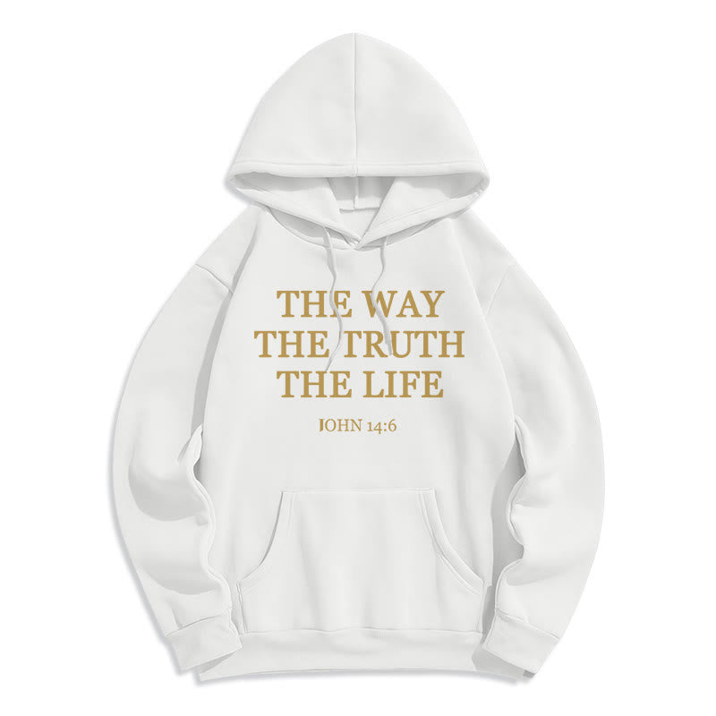 Christianartworkshop The Way The Truth The Life Scripture Fleece Lined Polyester Hoodie - White - 2XL - image 1