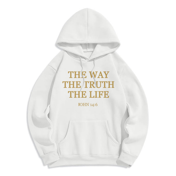 Christianartworkshop The Way The Truth The Life Scripture Fleece Lined Polyester Hoodie - White - 2XL - image 1