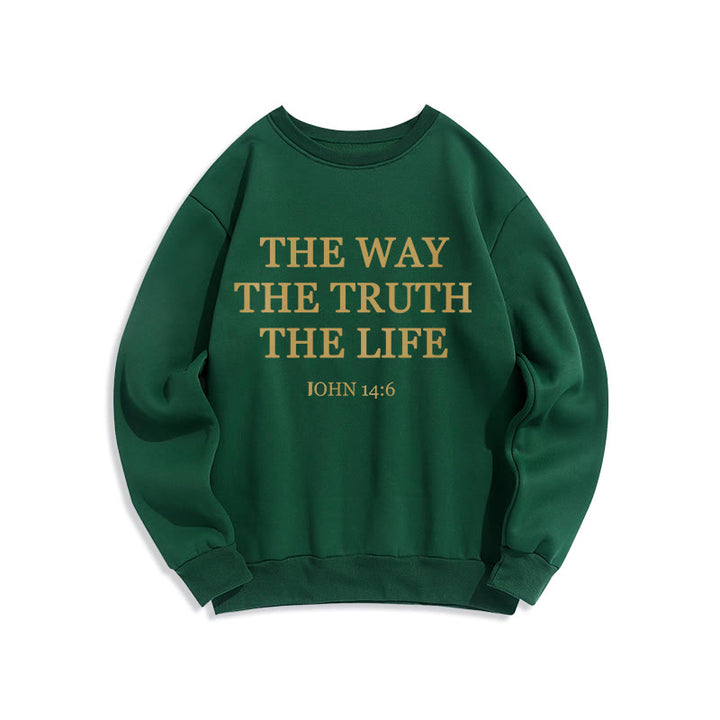 Christianartworkshop The Way The Truth The Life Scripture Fleece Lined Polyester Sweatshirt - Green - 2XL - image 5