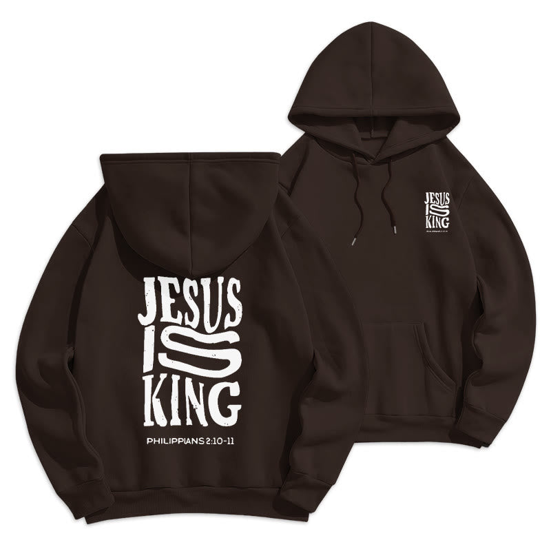 Christianartworkshop Bold Street Style Jesus Is King Bold Fleece Lined Polyester Hoodie - Brown - 2XL - image 5