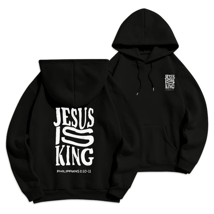 Christianartworkshop Bold Street Style Jesus Is King Bold Fleece Lined Polyester Hoodie - Black - 2XL - image 7
