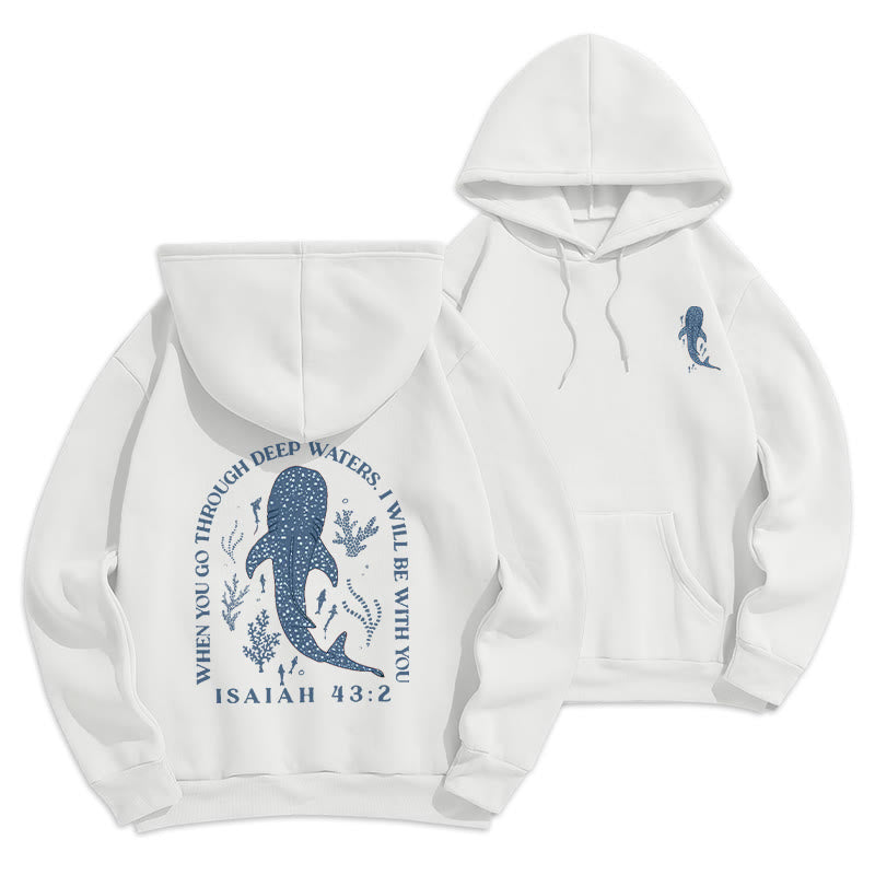 Christianartworkshop Modern Colored Style Faith Beneath the Waves Fleece Lined Polyester Hoodie - White - 2XL - image 0