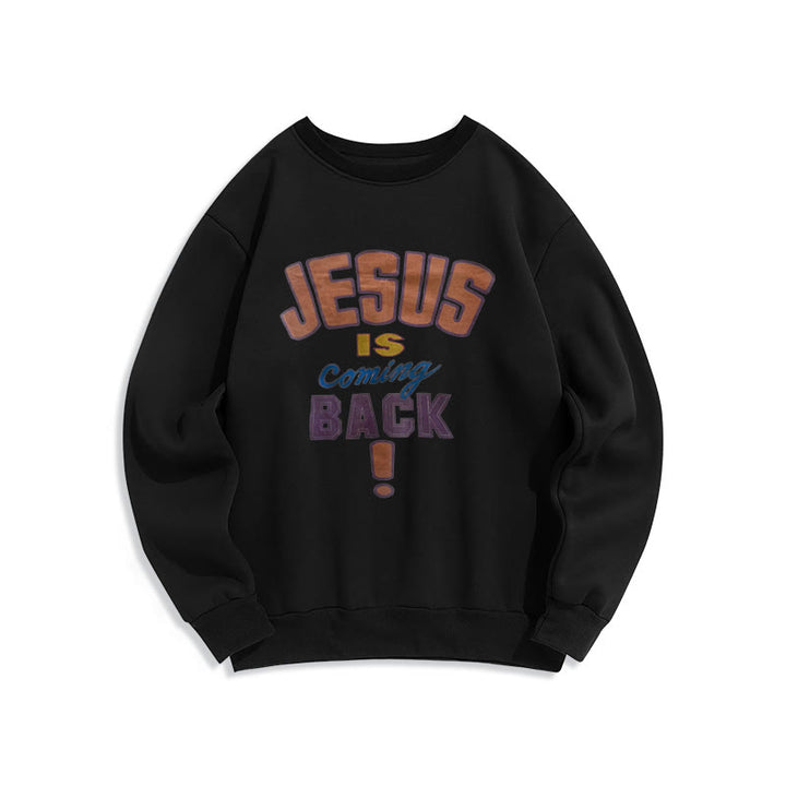 Christianartworkshop Modern Street Style Jesus Is Coming Back Fleece Lined Polyester Sweatshirt - Black - 2XL - image 6