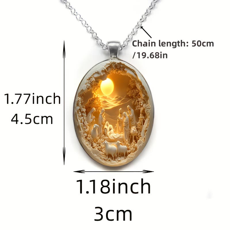 Christianartworkshop Glass Nativity Scene Pendant Necklace - image 4