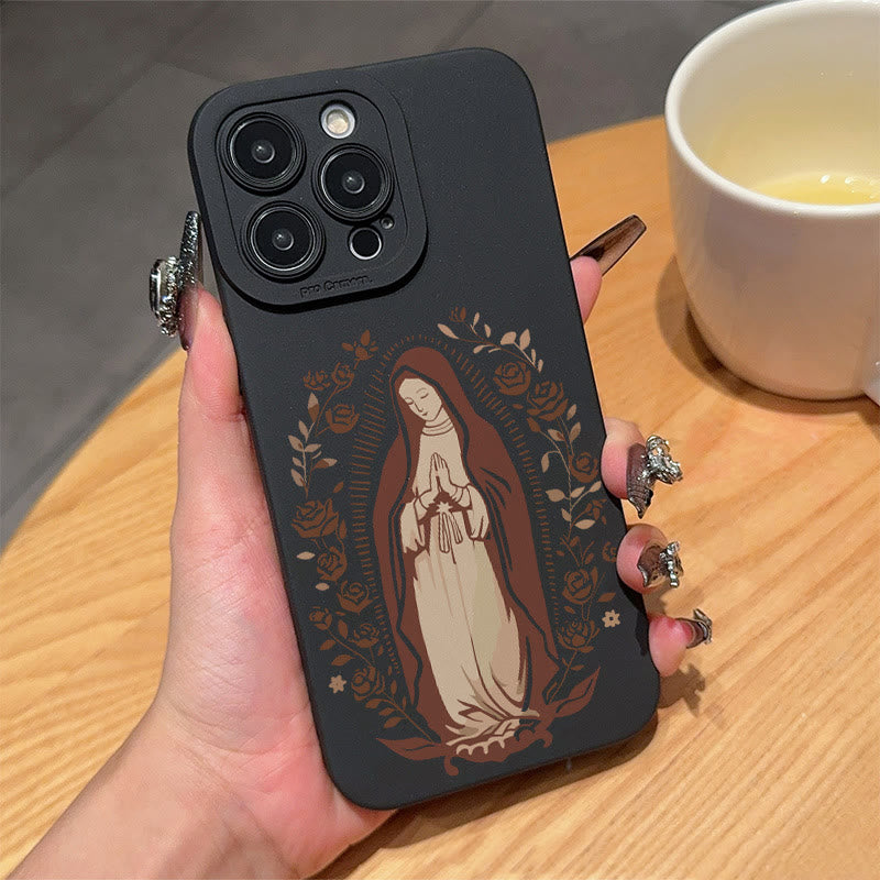 Christianartworkshop Elegant Shining Faith Virgin Mary Phone Case: Catholic Devotion Gift - Black Rose - iPhone 16Pro Max - image 9