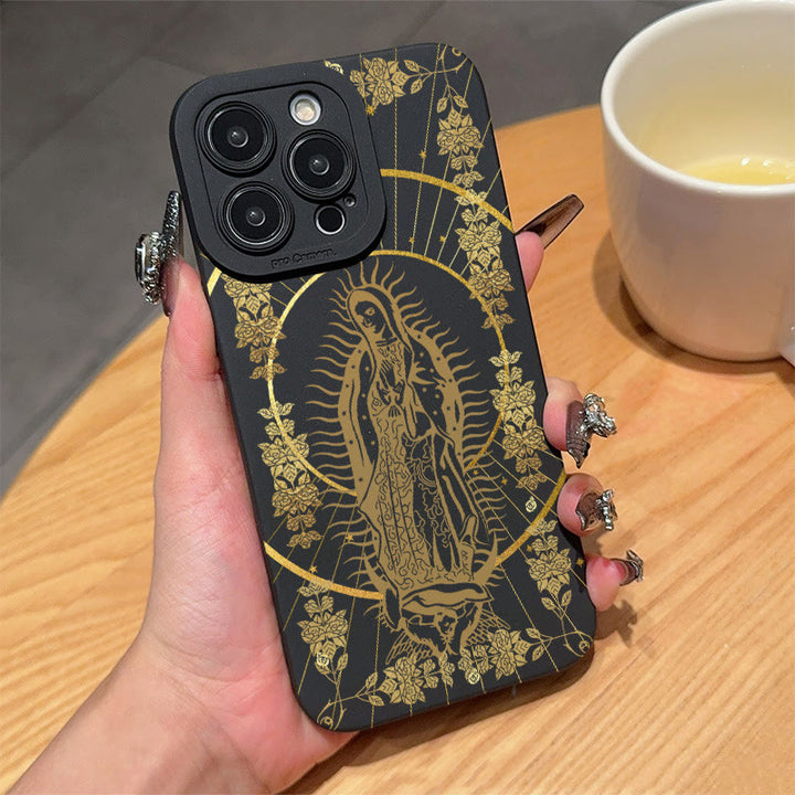 Christianartworkshop Elegant Shining Faith Virgin Mary Phone Case: Catholic Devotion Gift - Black Gold - iPhone 16Pro Max - image 3