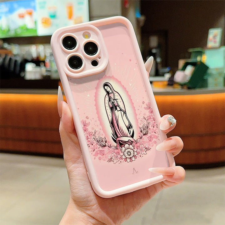 Christianartworkshop Colored Style Our Lady of Guadalupe Faithful Phone Case - Pink (Pink Frame) - iPhone 16Pro Max - image 3