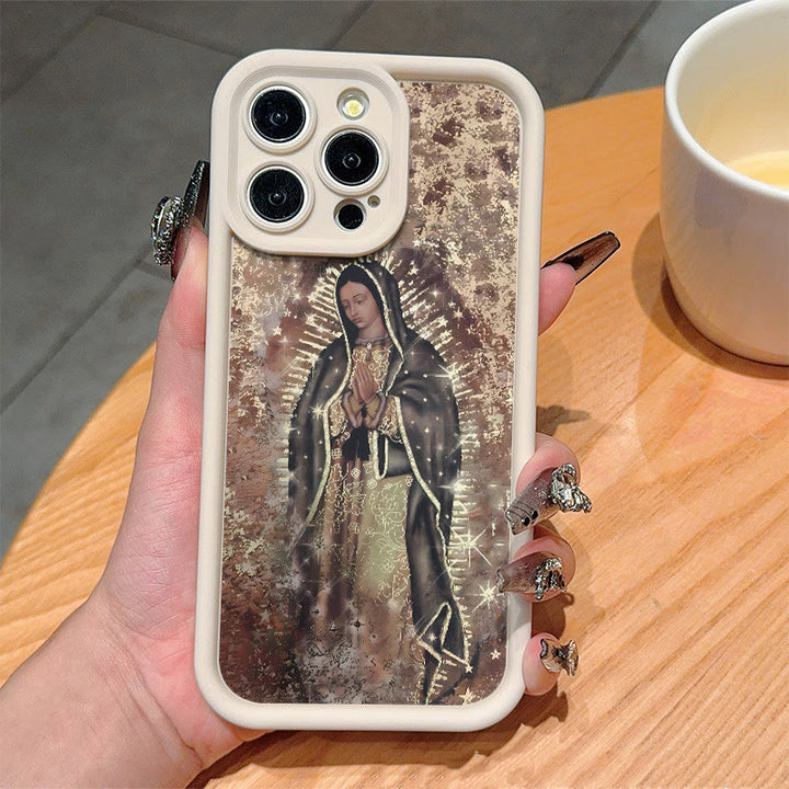 Christianartworkshop Colored Style Our Lady of Guadalupe Faithful Phone Case - Brown (White Frame) - iPhone 16Pro Max - image 5