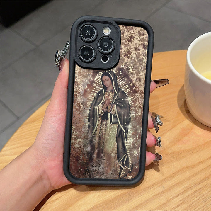 Christianartworkshop Colored Style Our Lady of Guadalupe Faithful Phone Case - Brown (Black Frame) - iPhone 16Pro Max - image 7