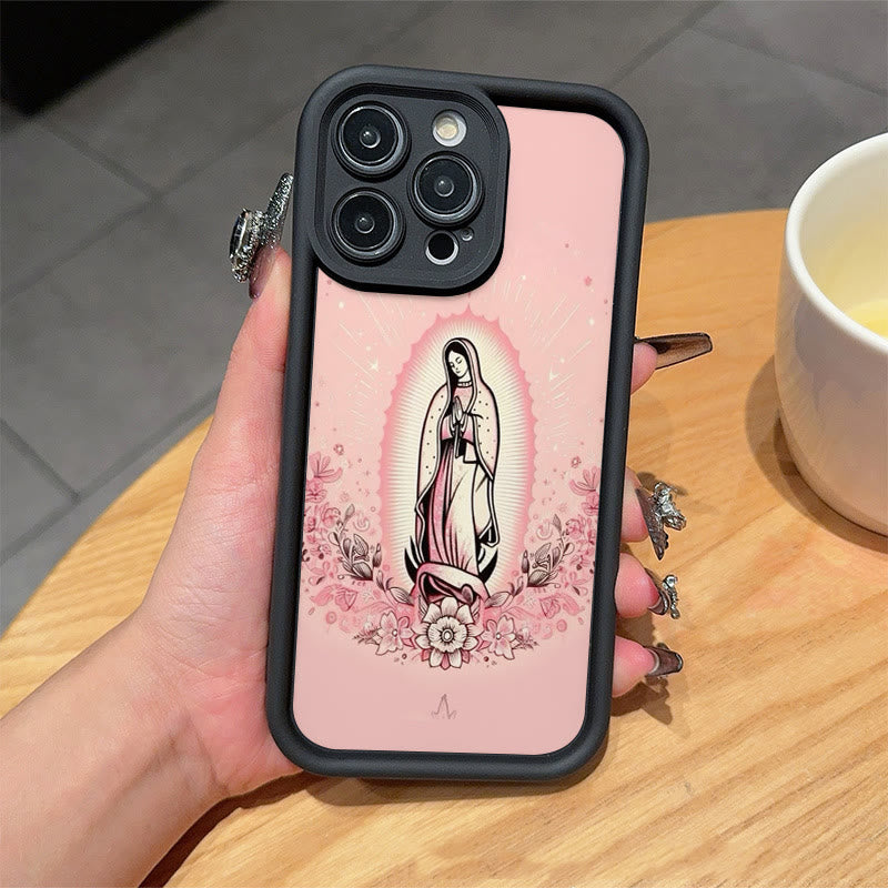 Christianartworkshop Colored Style Our Lady of Guadalupe Faithful Phone Case - Pink (Black Frame) - iPhone 16Pro Max - image 4